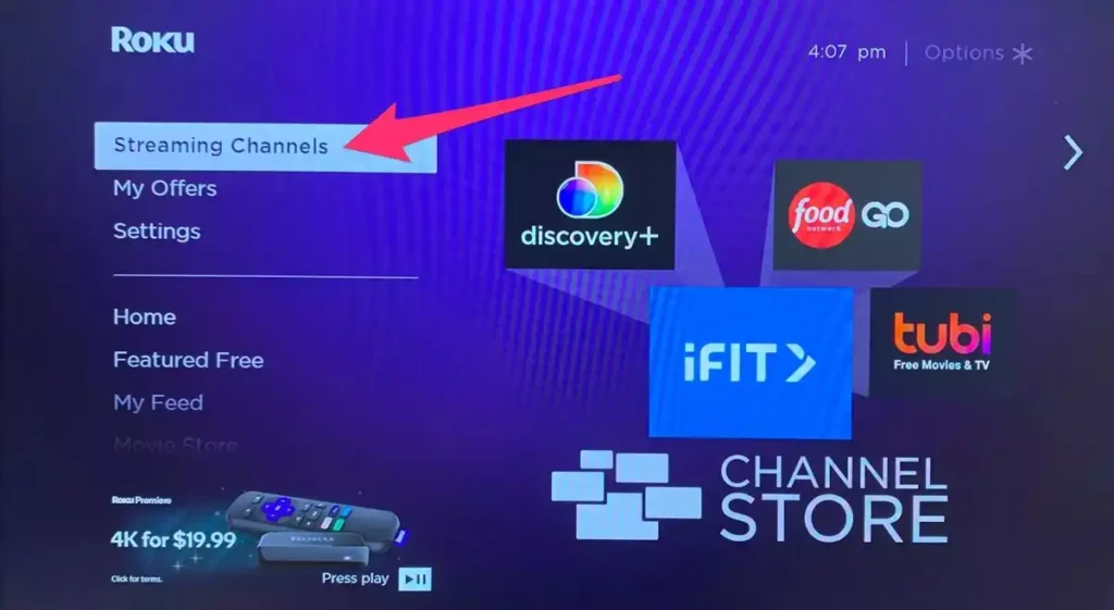 Access the Roku Channel Store