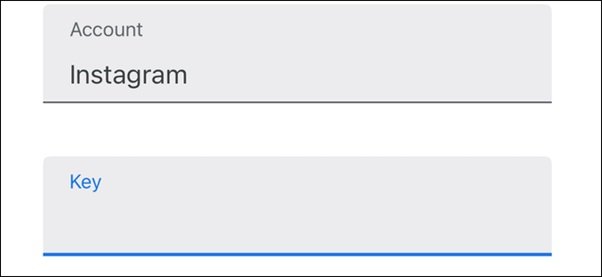 Instagram Security 2FA set steup Copy key start Enter key details