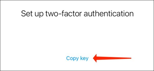 Instagram Security 2FA set steup Copy key